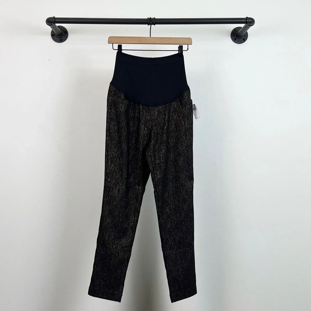NWT Old Navy Maternity Full Panel Pixie Skinny Pants Black/Gold - Picture 3 of 7